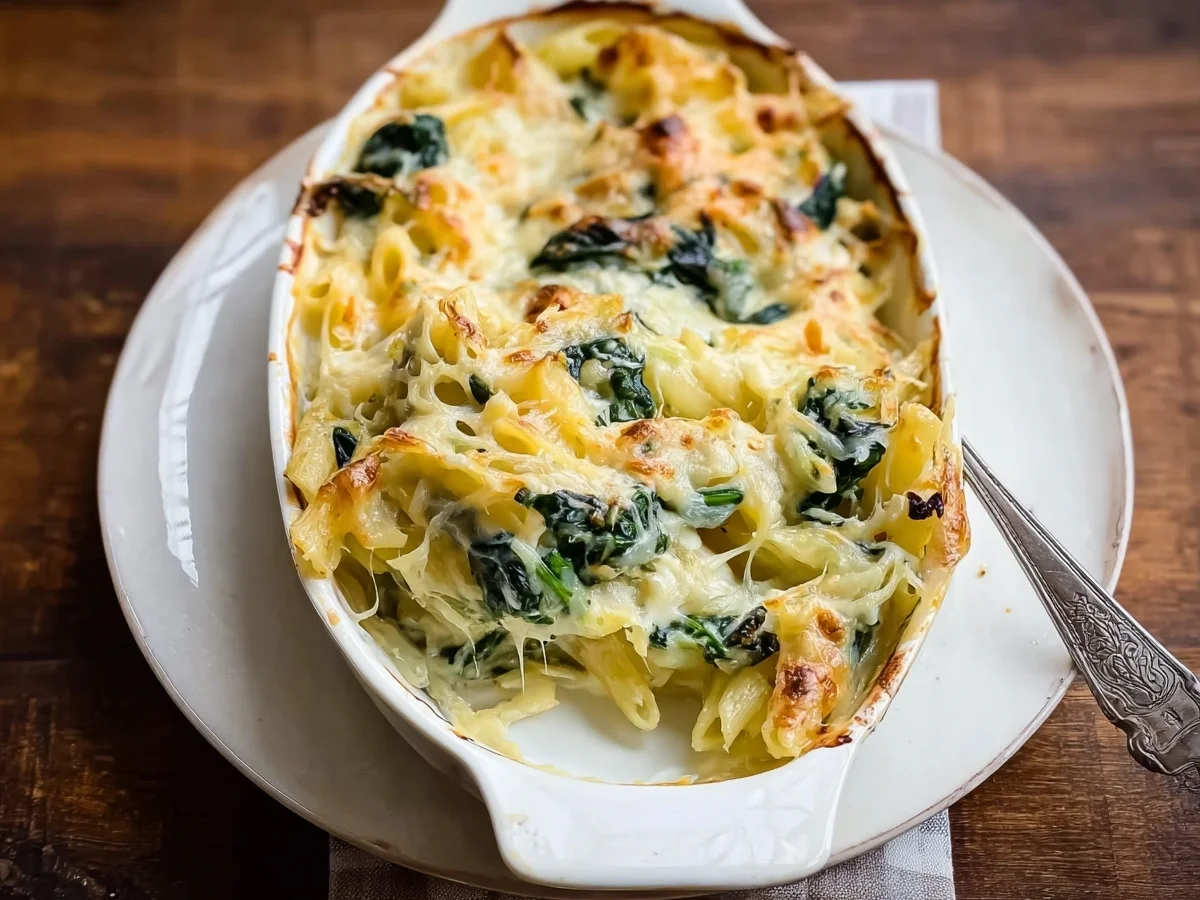 Nudel-Spinat-Auflauf mit Käse: Herzhaftes Seelenfutter - Beitragsbild