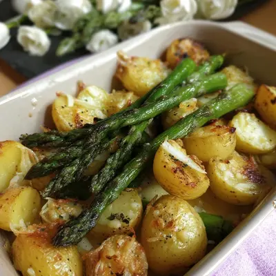 Ofen-Parmesan-Kartoffeln mit grünem Spargel