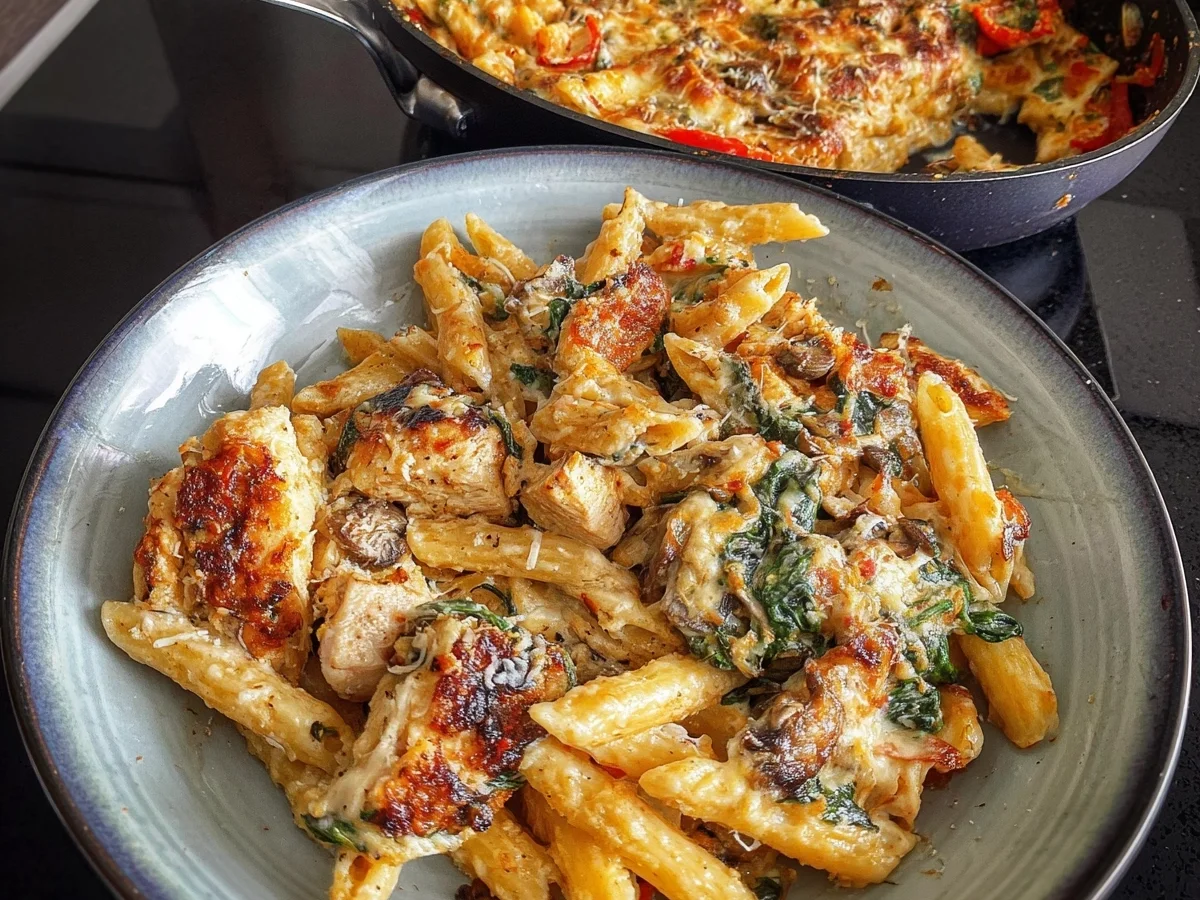 Parmesan Hähnchen Auflauf: Einfach, cremig & lecker - Beitragsbild