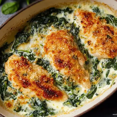 Parmesan Hähnchen in Spinatsoße: Einfaches Ofenrezept