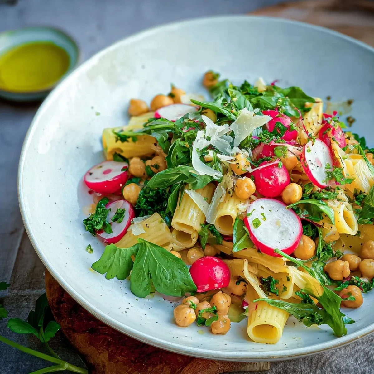 Pasta mit warmen Radieschen & Kichererbsen