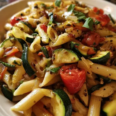 Pasta mit Zucchini, Tomaten & Knoblauch schnell & lecker