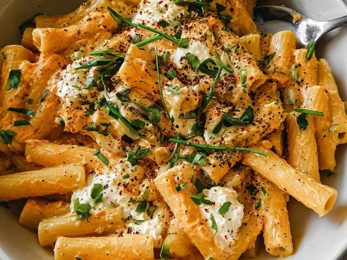Protein Nudeln mit Hüttenkäse: Schnell & Vegetarisch Rezept - Beitragsbild
