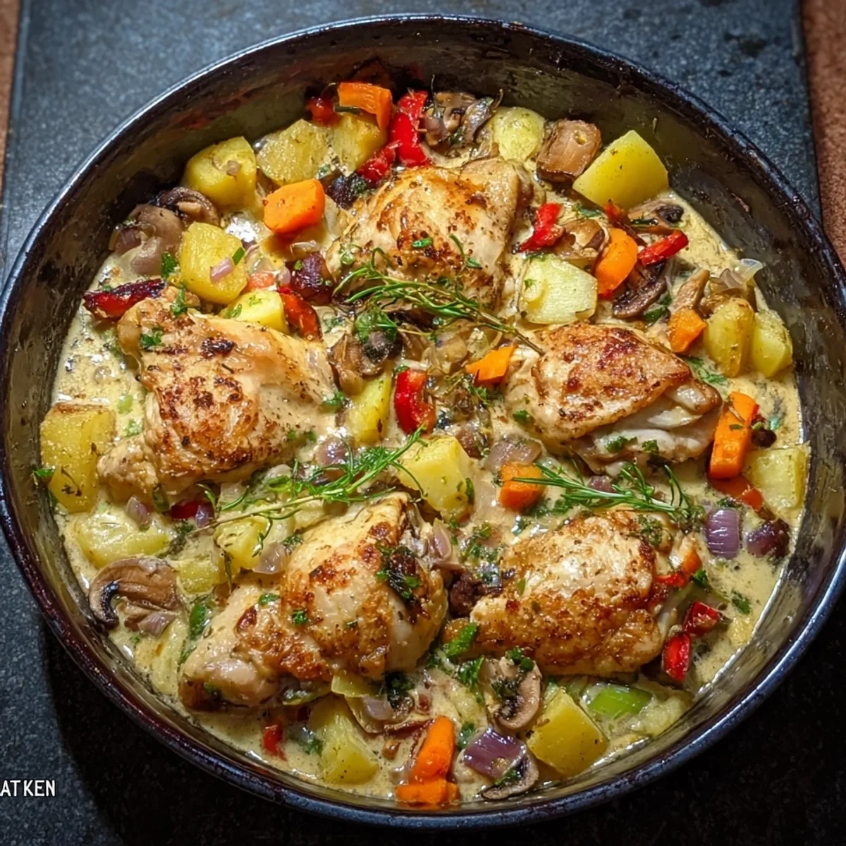 Rustikales Ofenhuhn mit Gemüse: Einfach & lecker