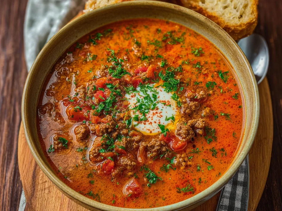 Schnelle Ajvar Suppe mit Hackfleisch: Ruck Zuck Genuss - Beitragsbild