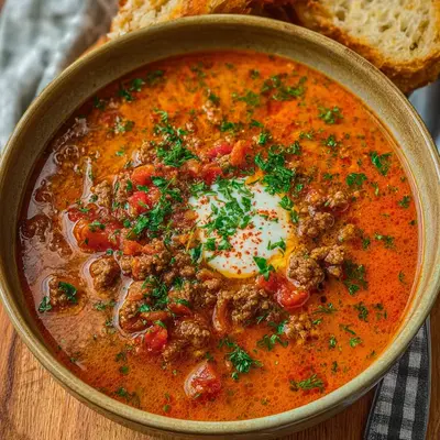 Schnelle Ajvar Suppe mit Hackfleisch: Ruck Zuck Genuss
