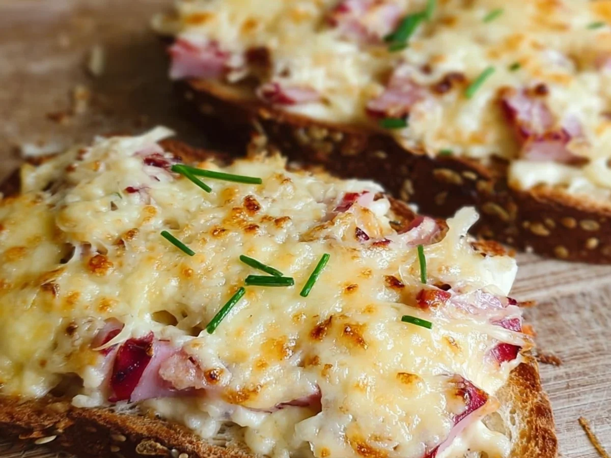 Schnelle Überbackene Brote mit Puten-Schinken & Käse - Beitragsbild