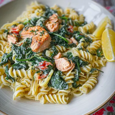 Schnelle Spinat-Lachs-Pasta in 15 Minuten