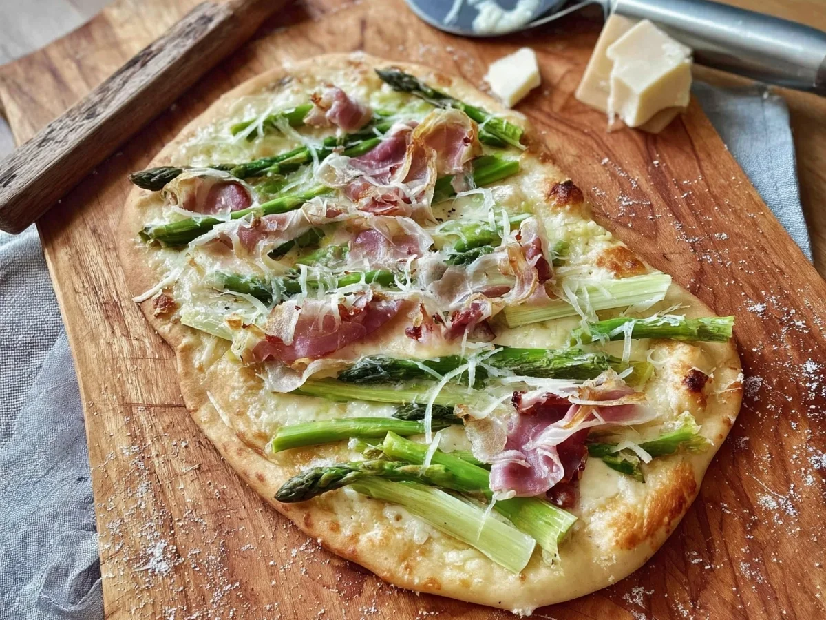 Schneller Flammkuchen mit grünem Spargel - Beitragsbild