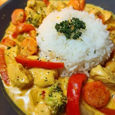 Schnelles Hähnchencurry: Cremig, einfach & lecker mit Reis