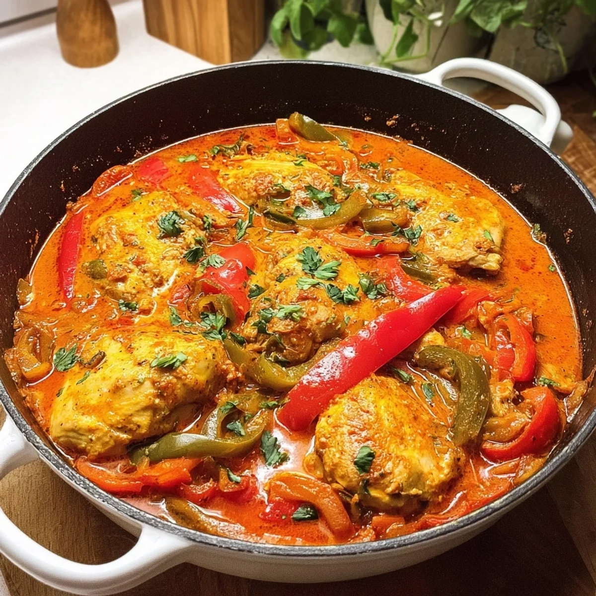 Schnelles Paprika-Sahne-Hähnchen: Cremig & Lecker