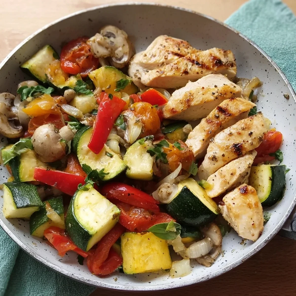 Schnelles Pfannengemüse mit Hähnchen: Proteinreich & einfach