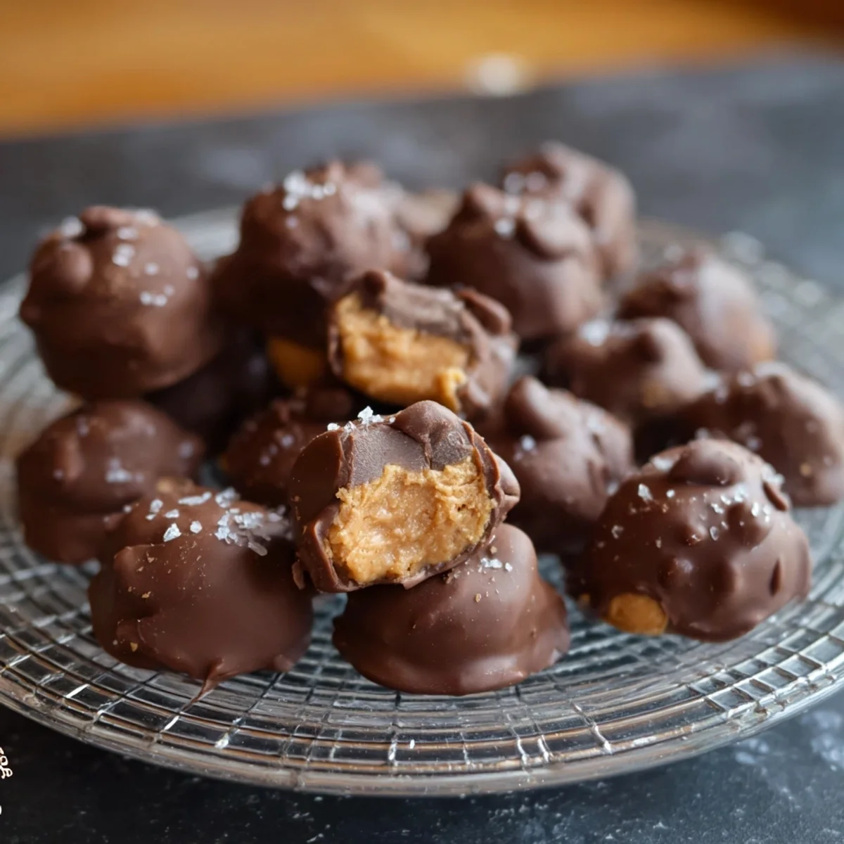 Selbstgemachte Erdnuss-Pralinen mit Schokolade