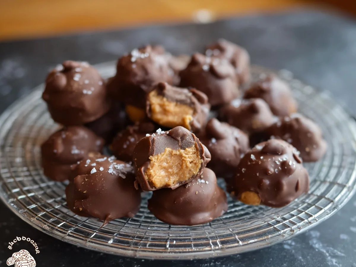 Selbstgemachte Erdnuss-Pralinen mit Schokolade - Beitragsbild