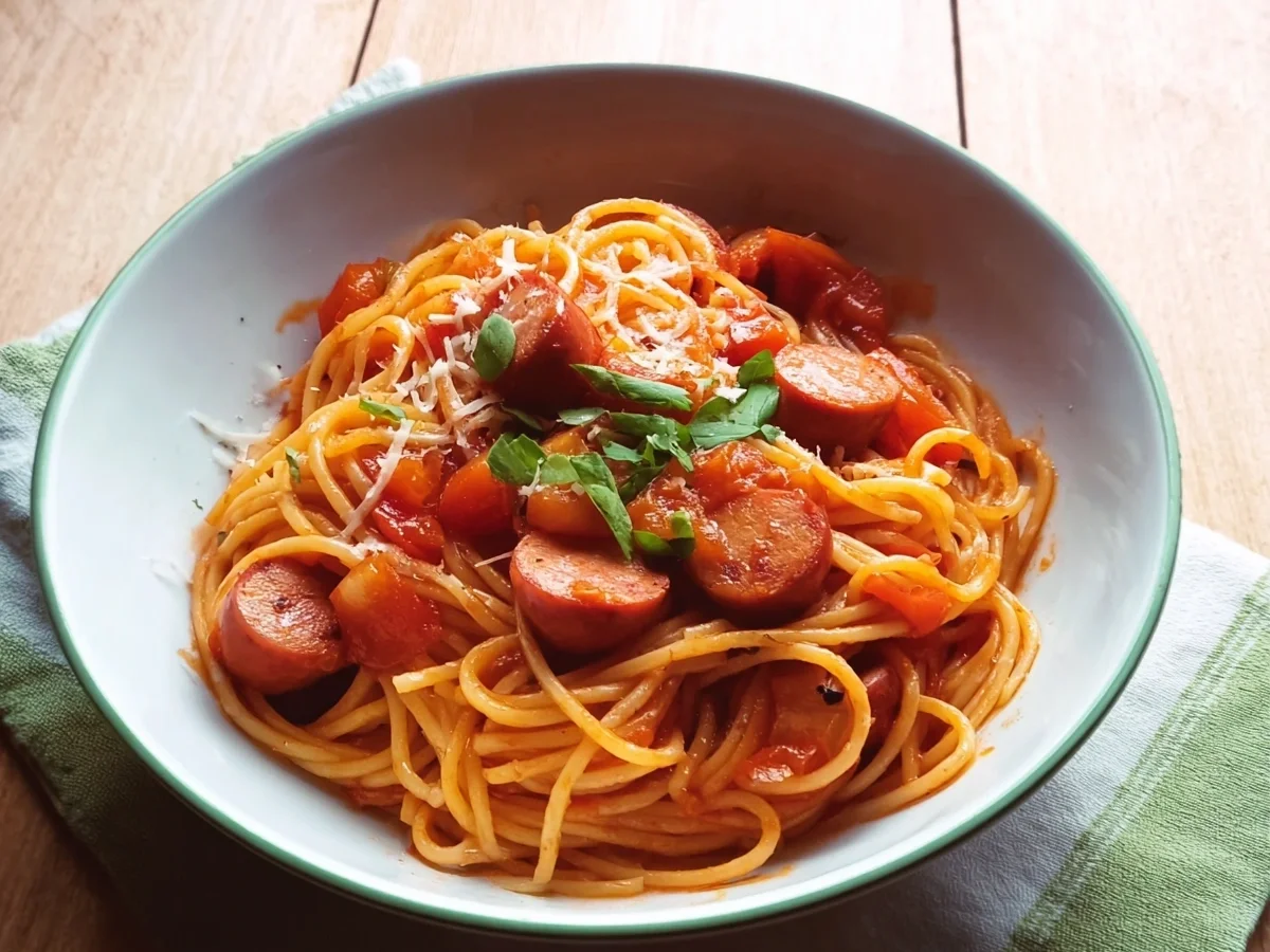 Spaghetti mit Würstchen: Kinderleichtes Lieblingsgericht - Beitragsbild