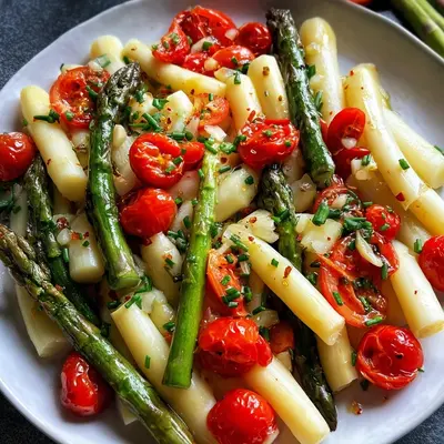 Spargelsalat mit Grünem & Weißem Spargel & Tomaten