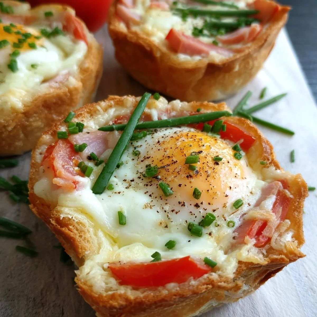 Toast-Törtchen mit Putenschinken, Tomaten & Käse
