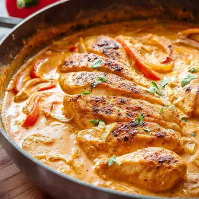 Zartes Paprika-Sahne-Hähnchen aus dem Ofen